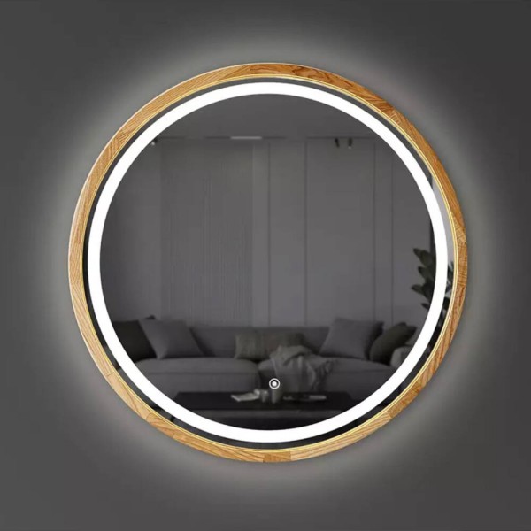 Дзеркало Luxury Wood Perfection Slim з LED підсвіткою, дуб натуральний, сенсорна кнопка-димер,750х750мм