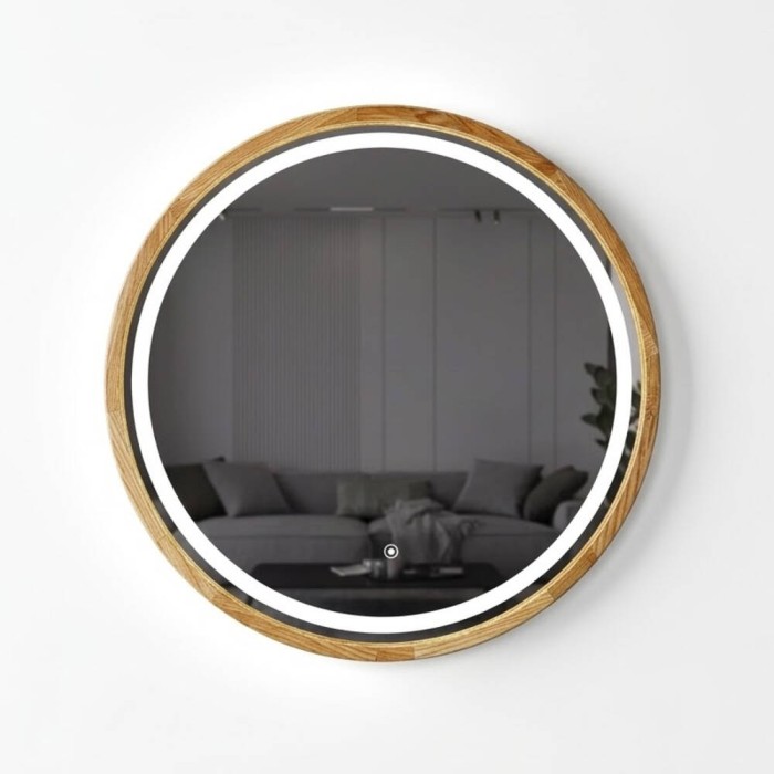 Дзеркало Luxury Wood Perfection Slim з LED підсвіткою, дуб натуральний, сенсорна кнопка-димер,750х750мм