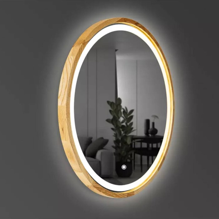 Дзеркало Luxury Wood Perfection Slim з LED підсвіткою, дуб натуральний, сенсорна кнопка-димер, 650х650мм