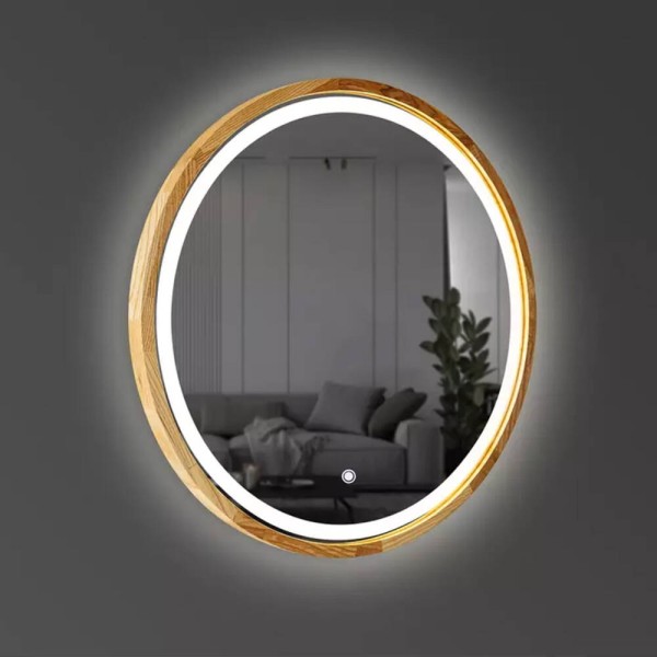 Дзеркало Luxury Wood Perfection Slim з LED підсвіткою, дуб натуральний, сенсорна кнопка-димер, 650х650мм
