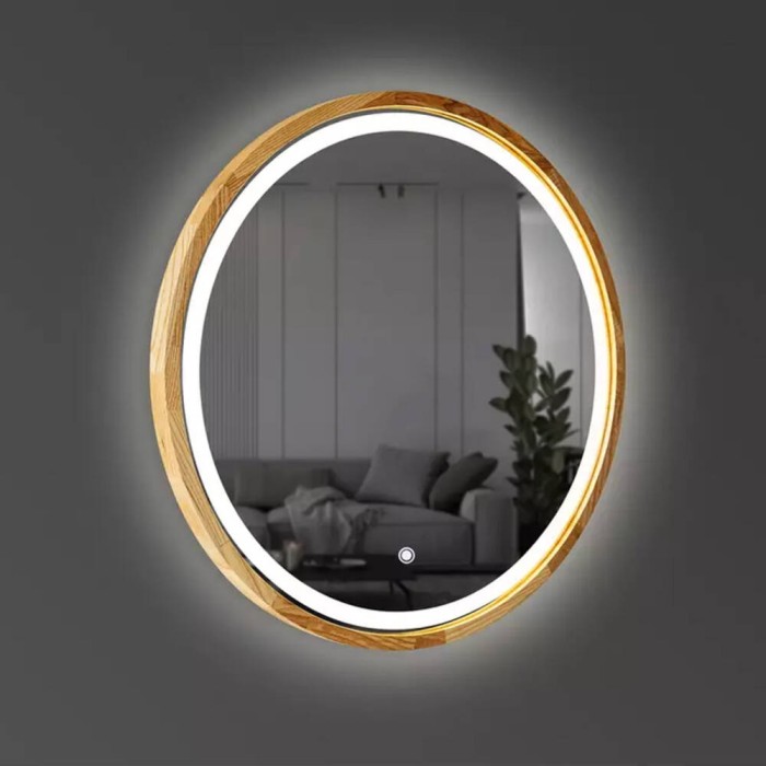 Дзеркало Luxury Wood Perfection Slim з LED підсвіткою, дуб натуральний, сенсорна кнопка-димер, 650х650мм