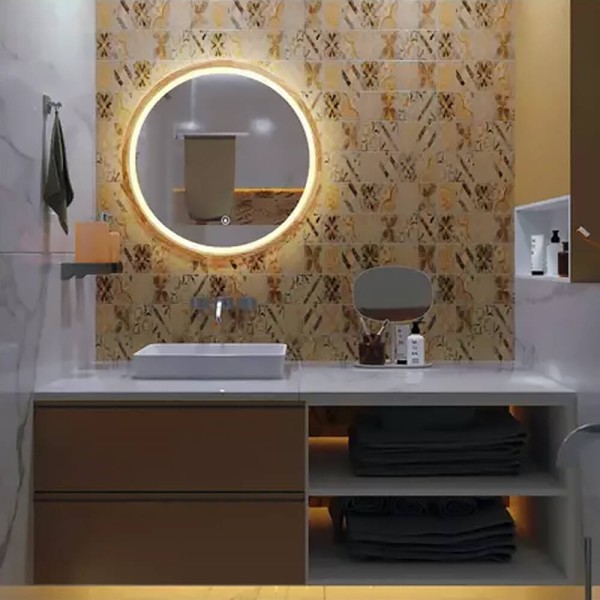 Дзеркало Luxury Wood Perfection Slim з LED підсвіткою, дуб натуральний, сенсорна кнопка-димер, 650х650мм