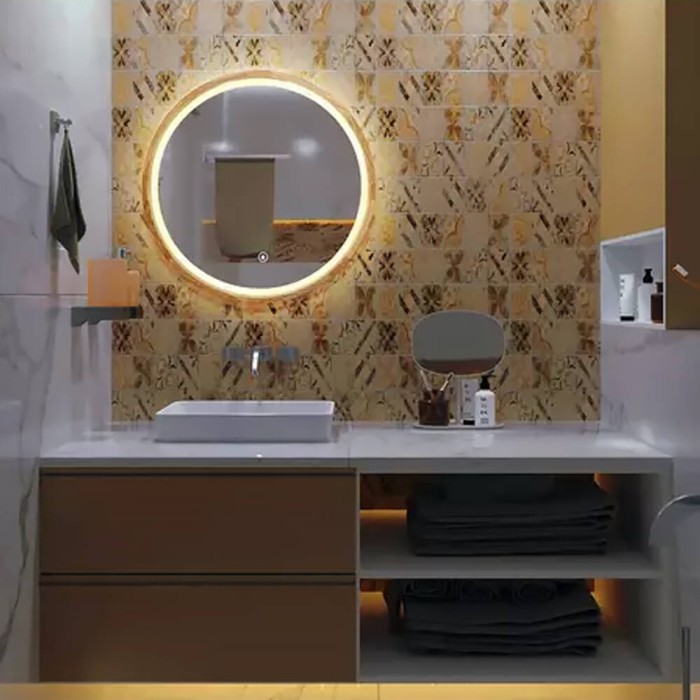 Дзеркало Luxury Wood Perfection Slim з LED підсвіткою, дуб натуральний, сенсорна кнопка-димер, 650х650мм