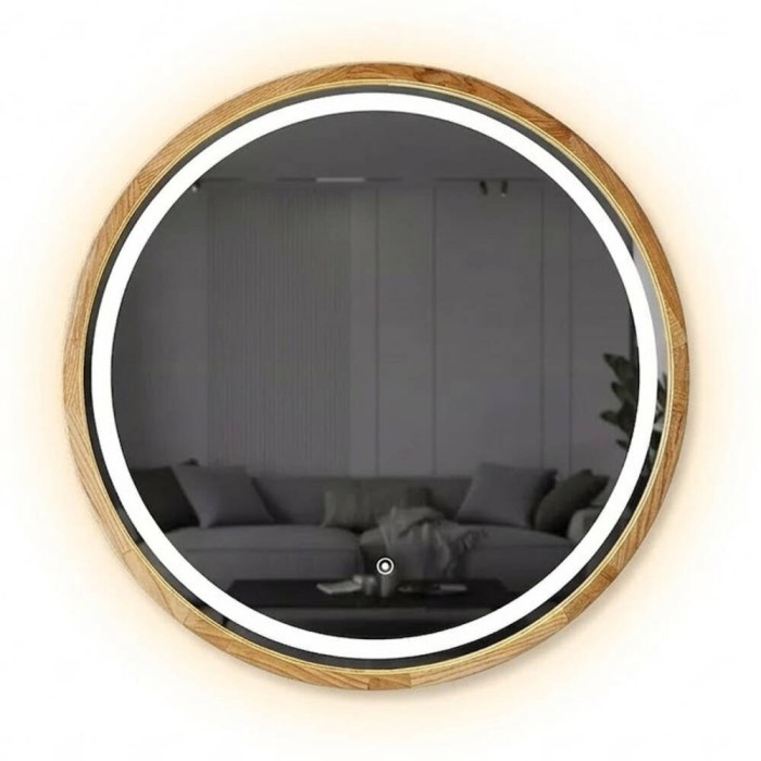 Дзеркало Luxury Wood Perfection Slim з LED підсвіткою, дуб натуральний, сенсорна кнопка-димер, 650х650мм