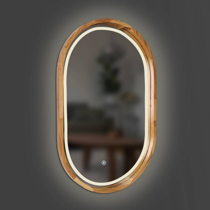 Дзеркало Luxury Wood Freedom Slim з LED підсвіткою, дуб натуральний, сенсорна кнопка-димер, 550х850 мм