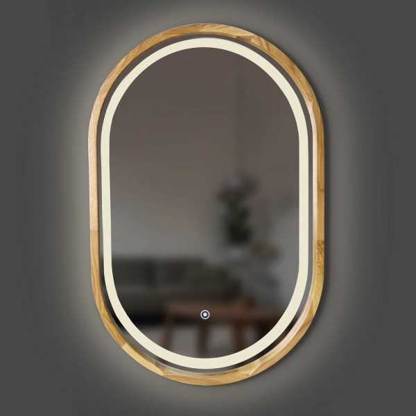 Дзеркало Luxury Wood Freedom Slim з LED підсвіткою, дуб натуральний, сенсорна кнопка-димер, 550х850 мм
