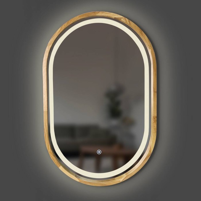 Дзеркало Luxury Wood Freedom Slim з LED підсвіткою, дуб натуральний, сенсорна кнопка-димер, 550х850 мм