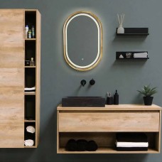 Дзеркало Luxury Wood Freedom Slim з LED підсвіткою, дуб натуральний, сенсорна кнопка-димер, 500х800 мм