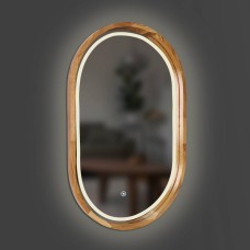 Дзеркало Luxury Wood Freedom Slim з LED підсвіткою, дуб натуральний, сенсорна кнопка-димер, 500х800 мм