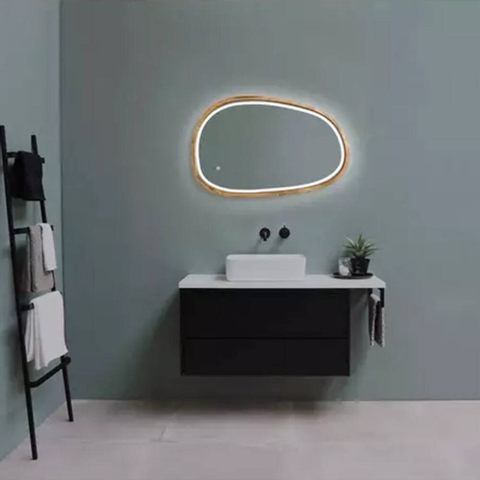 Дзеркало асиметричне Luxury Wood Dali з комбінованою LED підсвіткою, дуб натуральний, 550х850мм