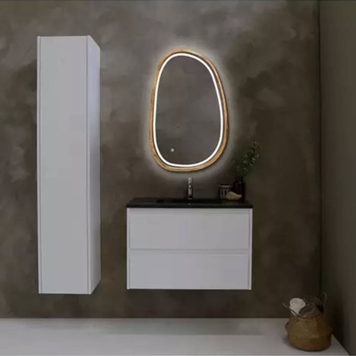Дзеркало асиметричне Luxury Wood Dali з комбінованою LED підсвіткою, дуб натуральний, 500х800мм