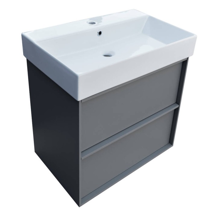 Тумба з раковиною Devit Quadra 083060G, 60 см, сіра матова