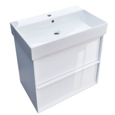Тумба з раковиною Devit Quadra 083060W, 60 см, біла глянцева