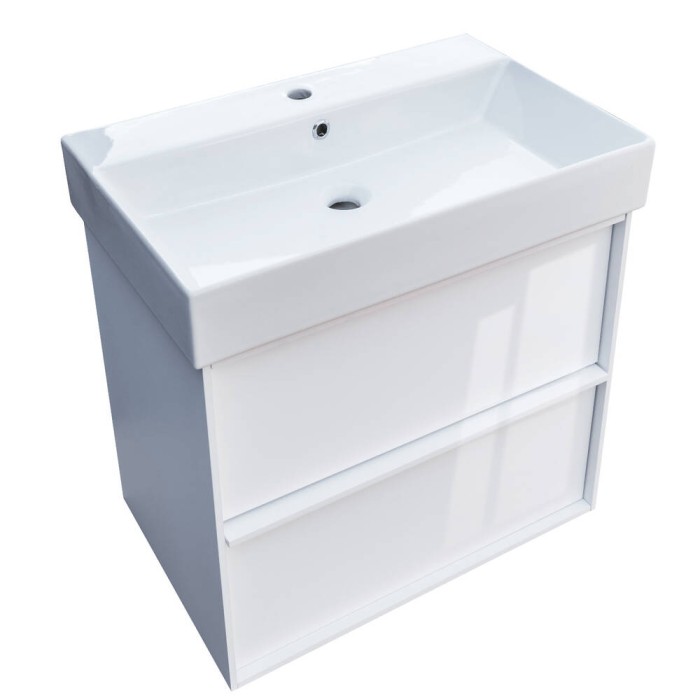 Тумба з раковиною Devit Quadra 083060W, 60 см, біла глянцева