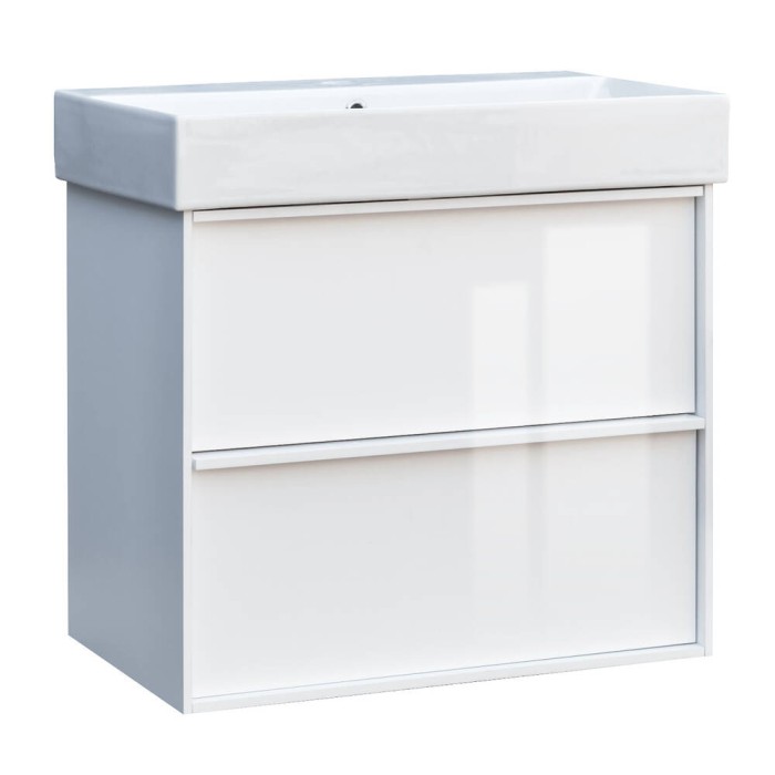 Тумба з раковиною Devit Quadra 083060W, 60 см, біла глянцева