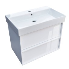 Тумба з раковиною Devit Quadra 083070W, 70 см, біла глянцева