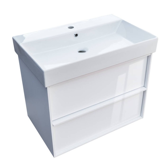 Тумба з раковиною Devit Quadra 083070W, 70 см, біла глянцева