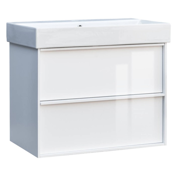 Тумба з раковиною Devit Quadra 083070W, 70 см, біла глянцева