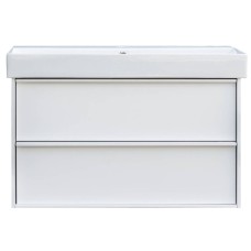 Тумба з раковиною та сифоном Devit Quadra 083100WB, 100 см, біла матова