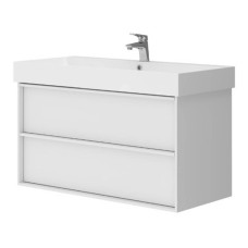 Тумба з раковиною та сифоном Devit Quadra 083100WB, 100 см, біла матова