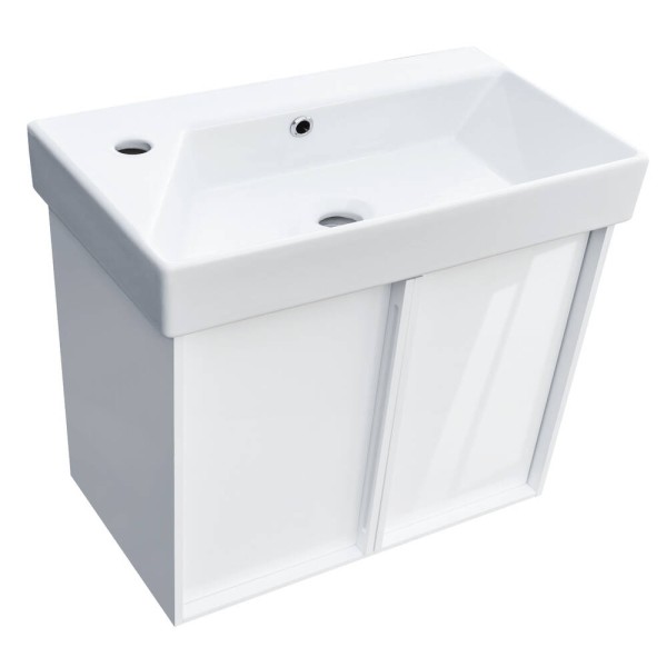 Тумба з раковиною Devit Quadra 083065W, 65 см, біла глянцева