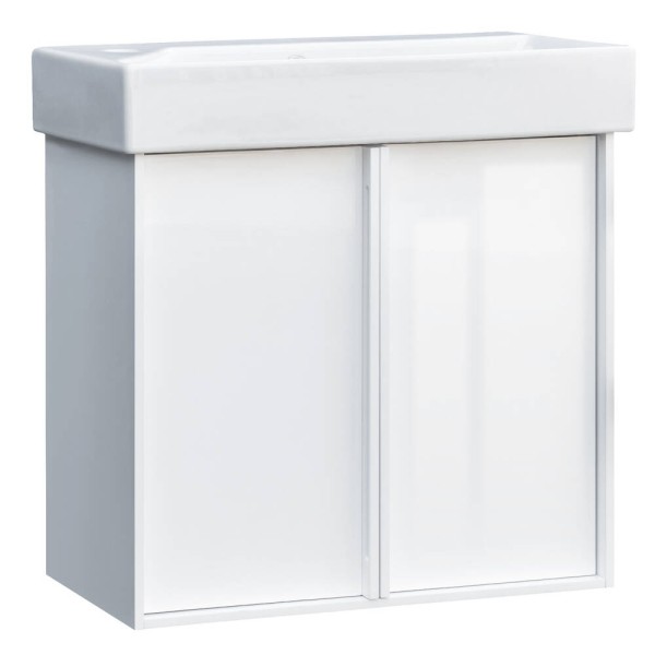 Тумба з раковиною Devit Quadra 083065W, 65 см, біла глянцева
