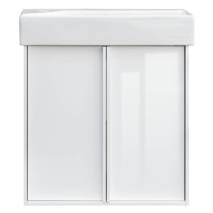 Тумба з раковиною Devit Quadra 83055W, 55 см, біла глянцева