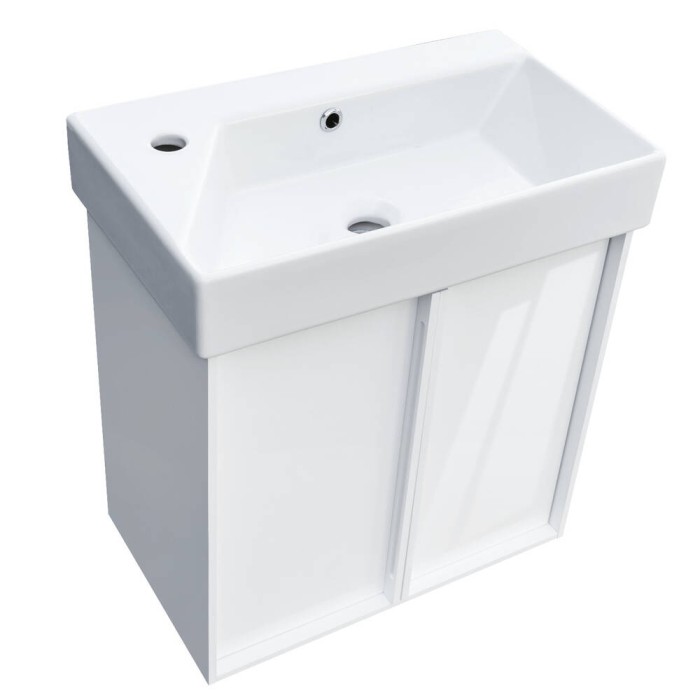 Тумба з раковиною Devit Quadra 83055W, 55 см, біла глянцева