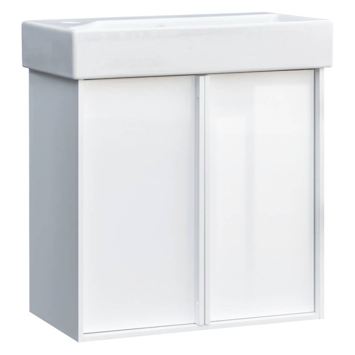 Тумба з раковиною Devit Quadra 83055W, 55 см, біла глянцева