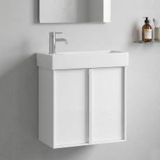 Тумба з раковиною Devit Quadra 83055W, 55 см, біла глянцева