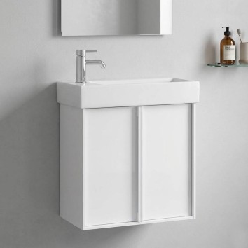 Тумба з раковиною Devit Quadra 83055W, 55 см, біла глянцева