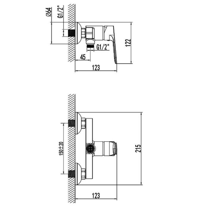 Змішувач для душу Primera Frame 11240010 хром