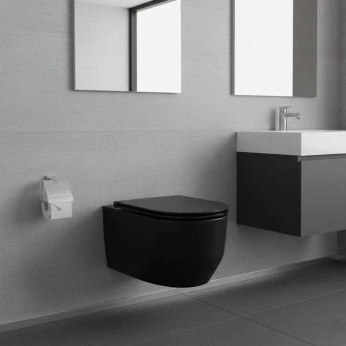 Унітаз підвісний Devit Art 3.0 3030140B безобідковий з кришкою soft-close, Vortex Flush, чорний мат Унітаз підвісний Devit Art 3.0 3030140B безобідковий з кришкою soft-close, Vortex Flush, чорний мат