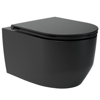 Унітаз підвісний Devit Art 3.0 3030140B безобідковий з кришкою soft-close, Vortex Flush, чорний мат