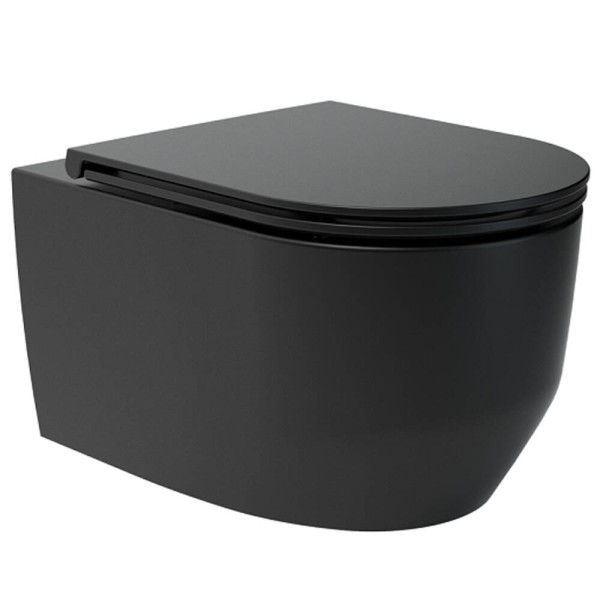 Унітаз підвісний Devit Art 3.0 3030140B безобідковий з кришкою soft-close, Vortex Flush, чорний мат