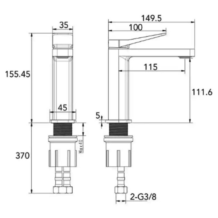 Змішувач для раковини Devit HB-GR5008BN колір brushed nickel