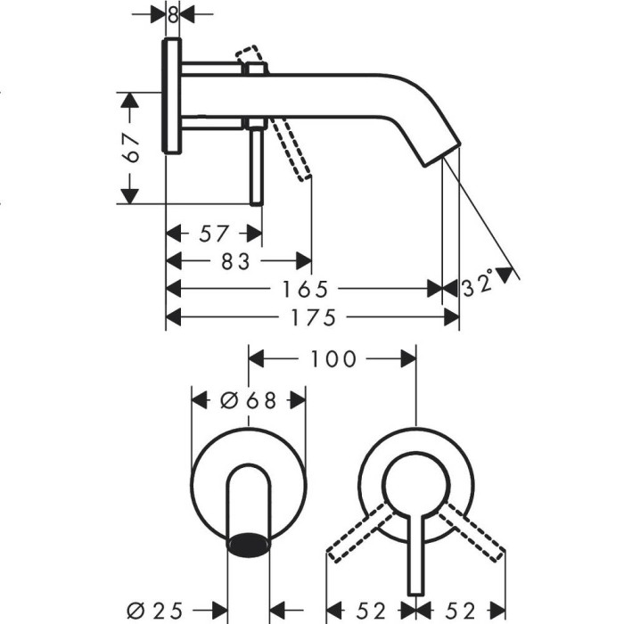 Змішувач прихованого монтажу для раковини Hansgrohe Tecturis S 73350000 хром