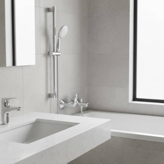 Набір змішувачів для ванни та раковини Grohe Bau Flow UA121624S1 3 в 1 Набір змішувачів для ванни та раковини Grohe Bau Flow UA121624S1 3 в 1