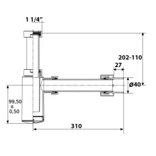 Сифон для раковини колбовий Devit DEV001586 випуск d32/d40, хром