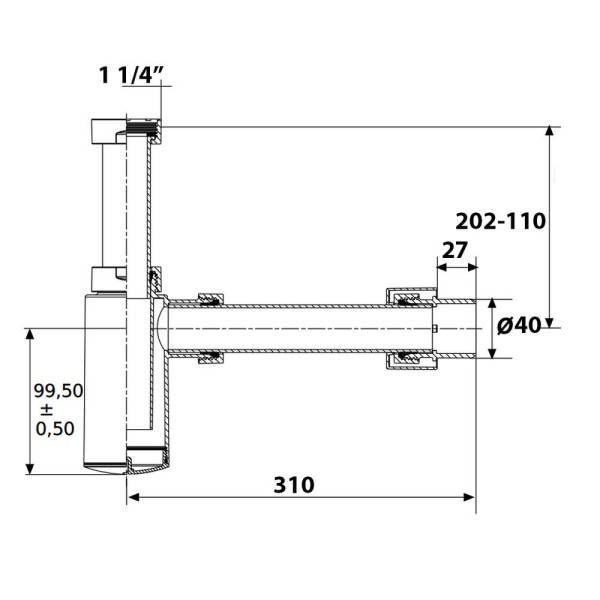 Сифон для раковини колбовий Devit DEV001586 випуск d32/d40, хром