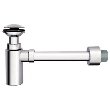 Сифон для раковини колбовий Devit DEV001726 з донним клапаном click-clack, хром випуск d32/d40