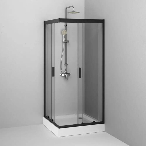 Душова кабіна AM.PM Gem Square Slide W90UG-403-090BT 90x90 см профіль чорний матовий, скло прозоре