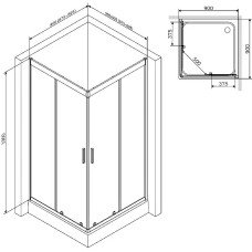 Душова кабіна AM.PM Gem Square Slide W90UG-403-090BT 90x90 см профіль чорний матовий, скло прозоре