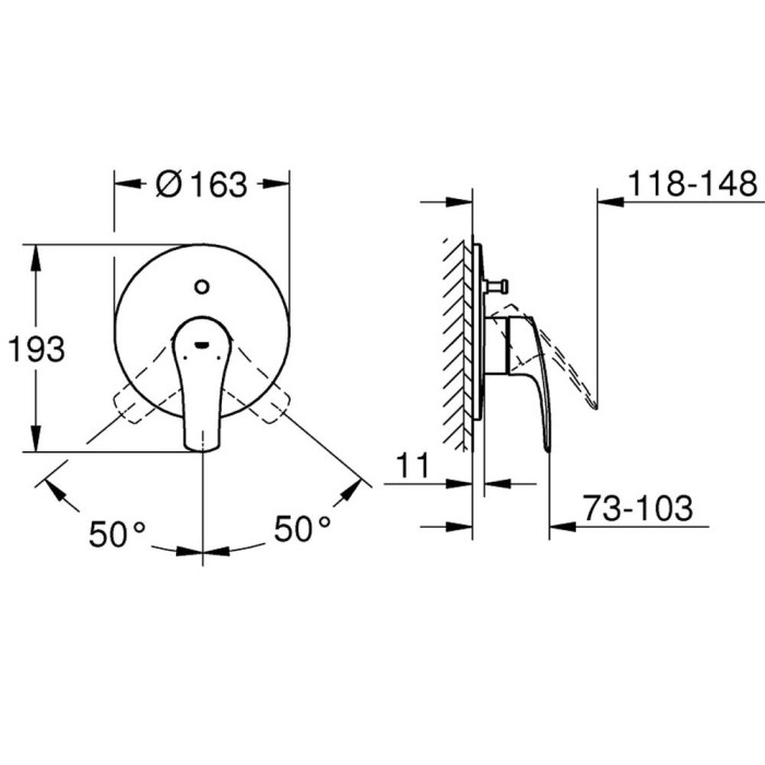 Змішувач прихованого монтажу для ванни/душу Grohe Eurosmart 194502433 чорний матовий