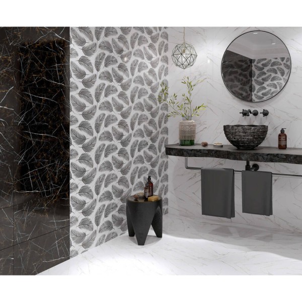Плитка Golden Tile Nero E Bianco Leaf Чорний NBС161 30х60 см