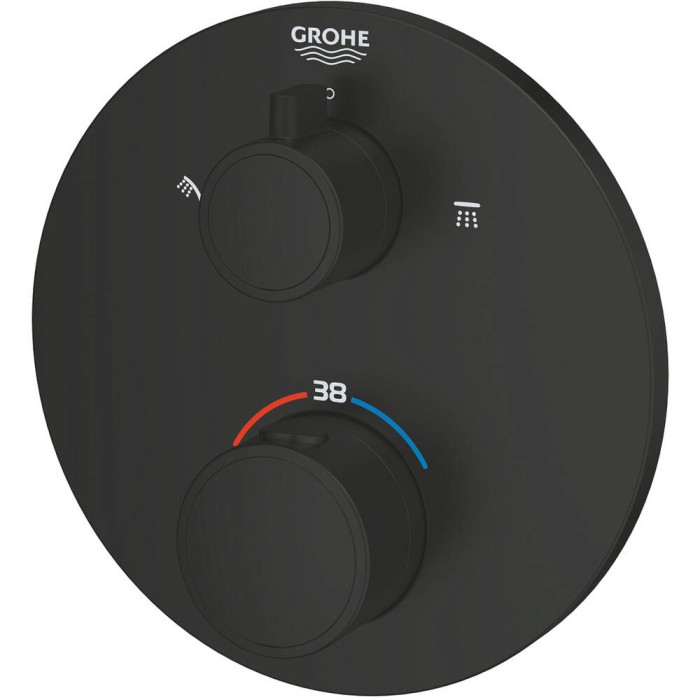 Змішувач прихованого монтажу для душу Grohe Grohtherm 1022082430 з термостатом, чорний матовий Змішувач прихованого монтажу для душу Grohe Grohtherm 1022082430 з термостатом, чорний матовий