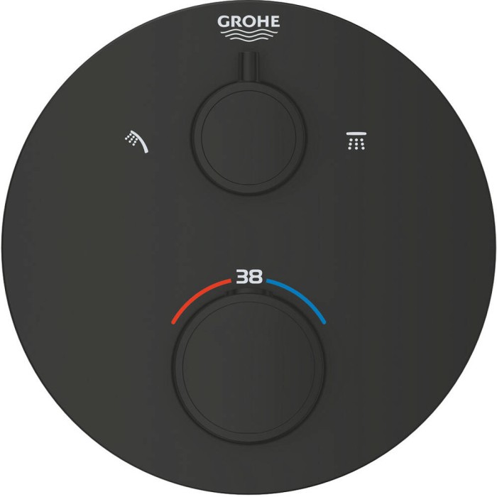 Змішувач прихованого монтажу для душу Grohe Grohtherm 1022082430 з термостатом, чорний матовий Змішувач прихованого монтажу для душу Grohe Grohtherm 1022082430 з термостатом, чорний матовий