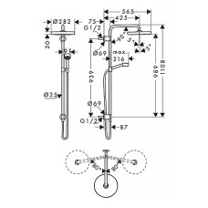Душова система Axor One Showerpipe 280 1jet 48790000