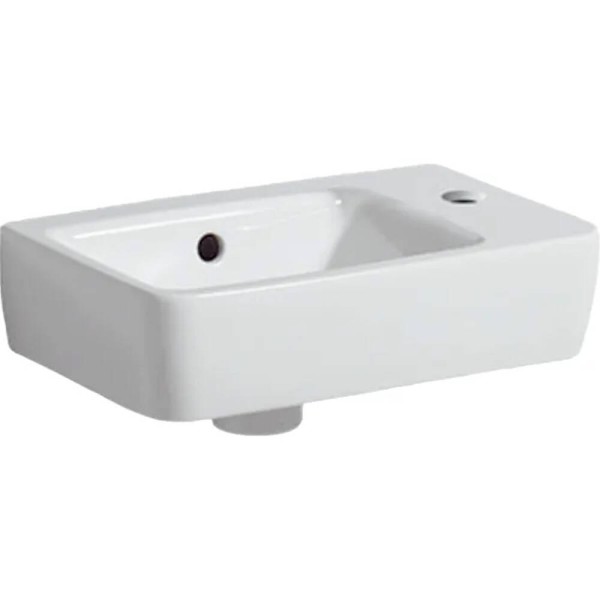 Раковина Geberit Selnova Compact 501.517.00.7 зі скороченим вилітом 40см, отвір для змішувача справа, білий глянець