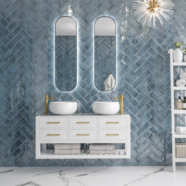 Плитка Golden Tile Como Синій Рельєф COМ061 10Х30 см